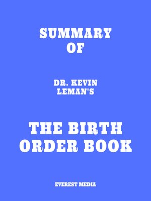 cover image of Summary of Dr. Kevin Leman's the Birth Order Book